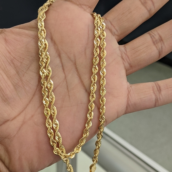 10kt real gold rope chain 4mm 22 inch